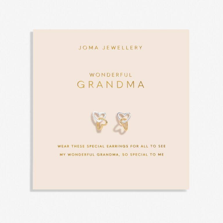 Forever Yours 'Wonderful Grandma' Earrings In Silver Plating And Gold Plating
