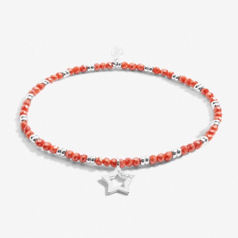 Boho Beads Star Bracelet In Coral And Silver Plating