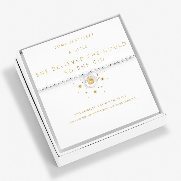 Boxed A Little 'She Believed She Could So She Did' Bracelet In Silver Plating And Gold Plating
