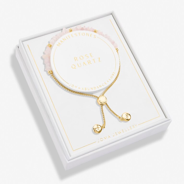 Manifestones Rose Quartz Bracelet In Gold Plating