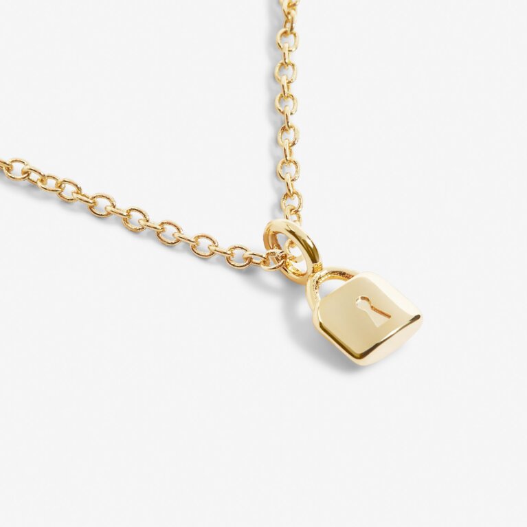Mini Charms Lock Necklace In Gold Plating