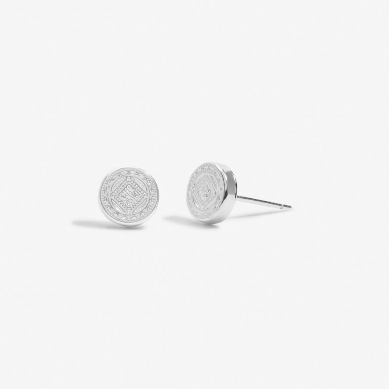 Mini Charms Coin Earrings In Silver Plating