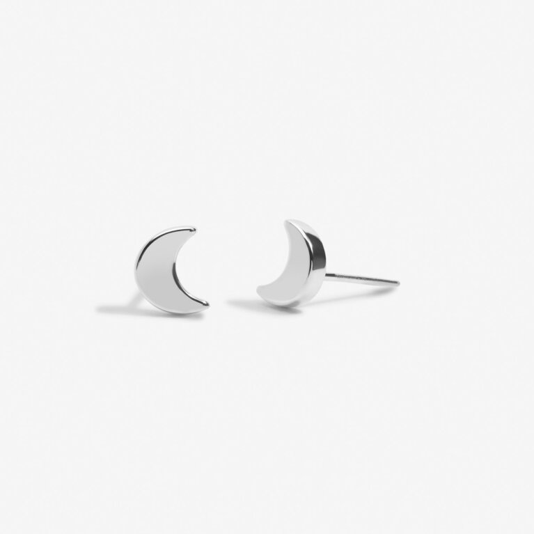 Mini Charms Moon Earrings In Silver Plating
