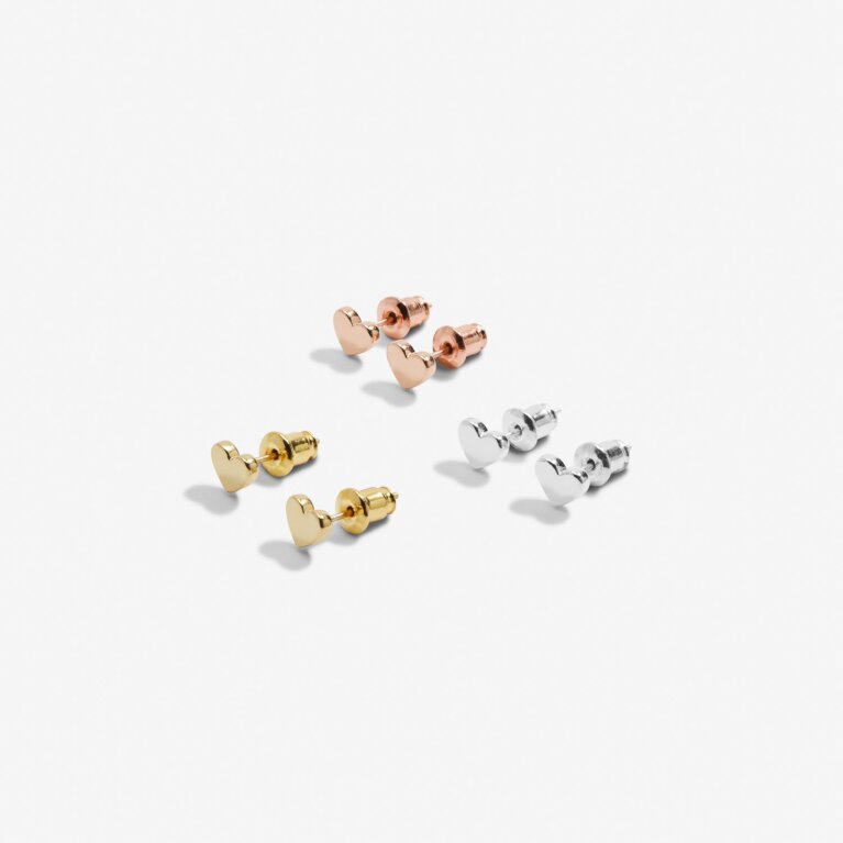Mini Charms Hearts Earrings In Silver Plating, Rose Gold Plating And Gold Plating
