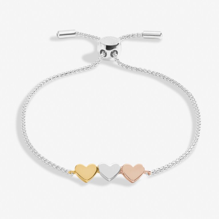 Mini Charms Hearts Bracelet In Silver Plating, Rose Gold Plating And Gold Plating