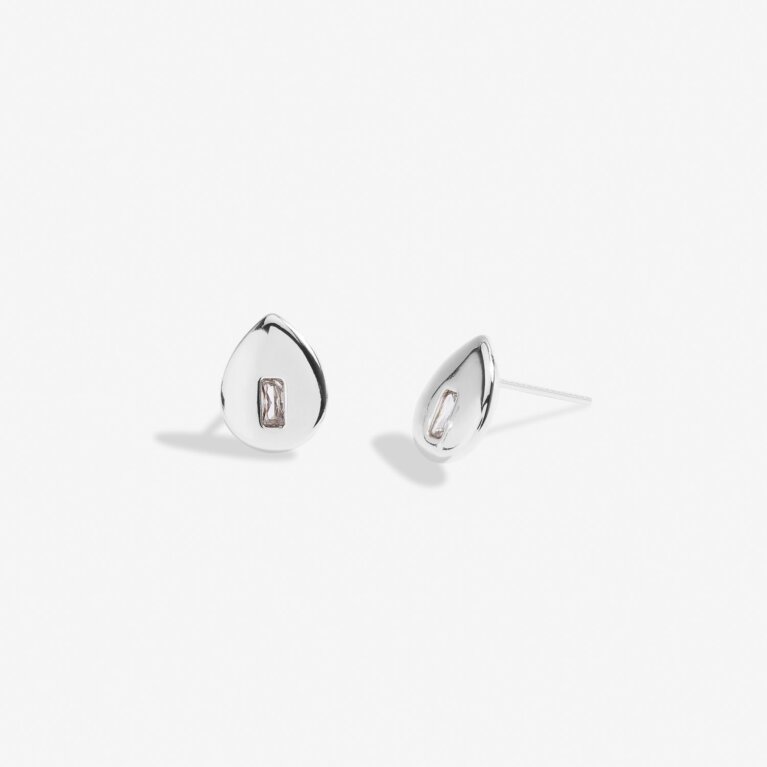 Gem Glow Teardrop Stud Earrings In Cubic Zirconia And Silver Plating