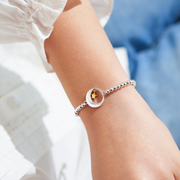 Children's A Little 'Shoot For The Moon And Land Among The Stars' Bracelet in Silver Plating And Gold Plating