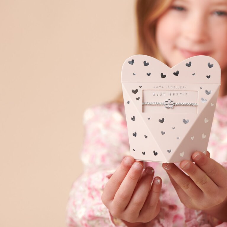 Children's From The Heart Gift Box 'Best Bestie' In Silver Plating