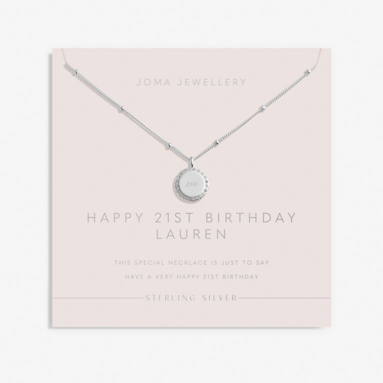 Sterling Silver 'Happy 21st Birthday' Necklace