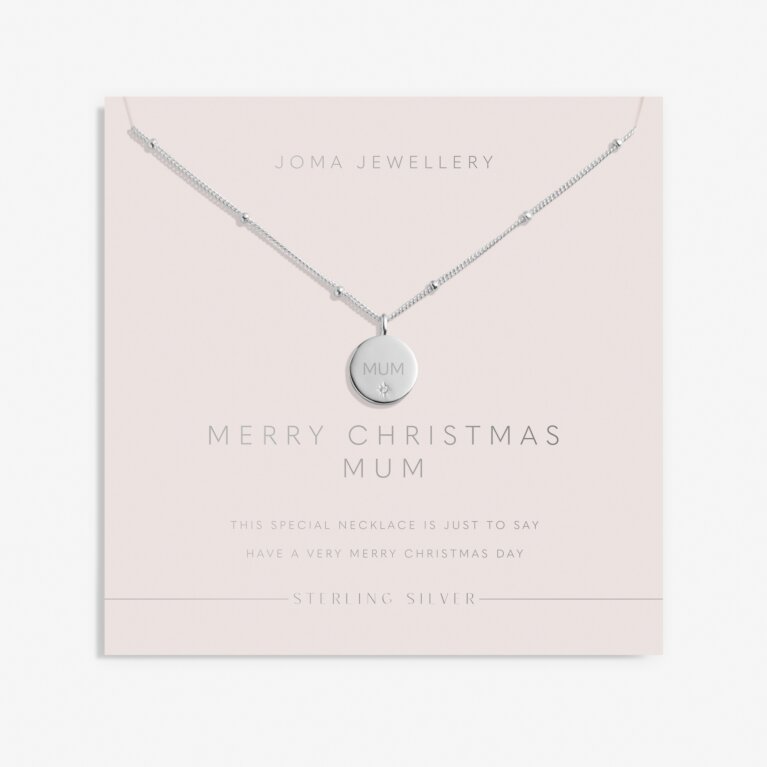 Sterling Silver 'Merry Christmas Mum' Necklace